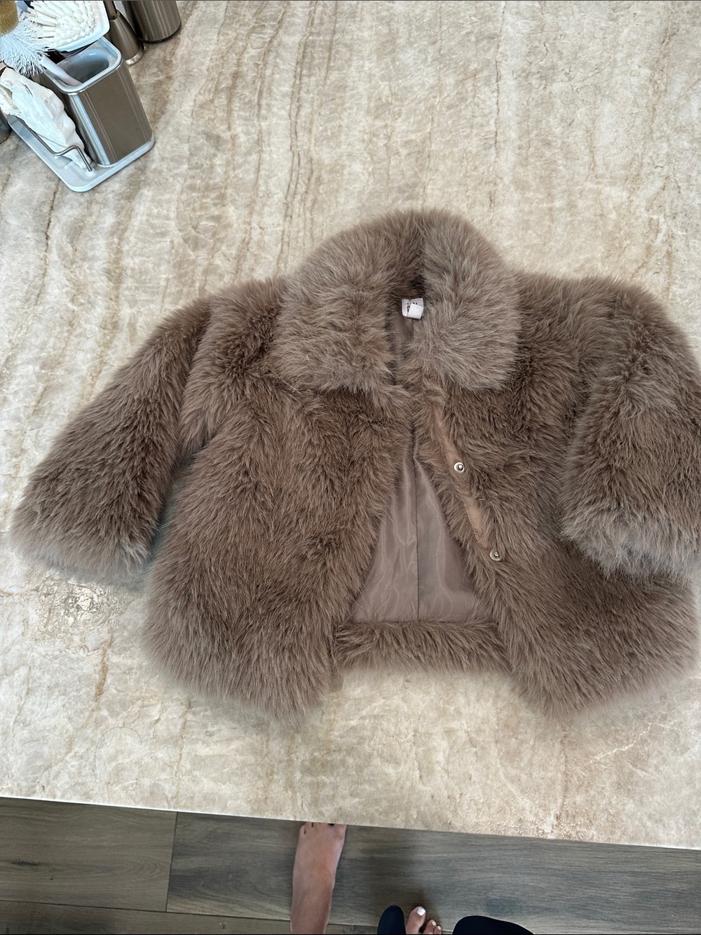Baby Gap Kids Plush Faux Fur Jacket in Taupe